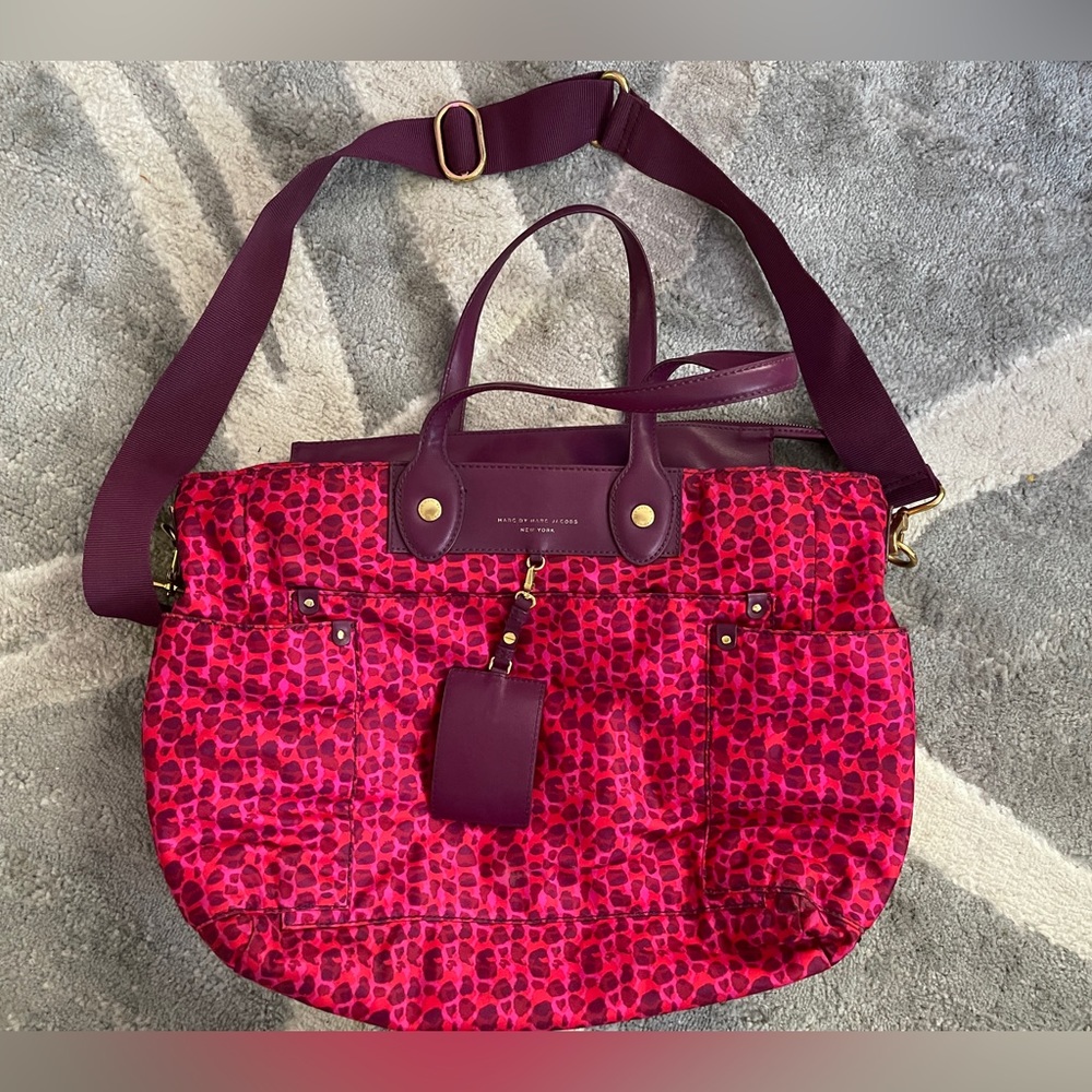 Mark Jacob, pink, and purple, leopard print tote bag/laptop bag